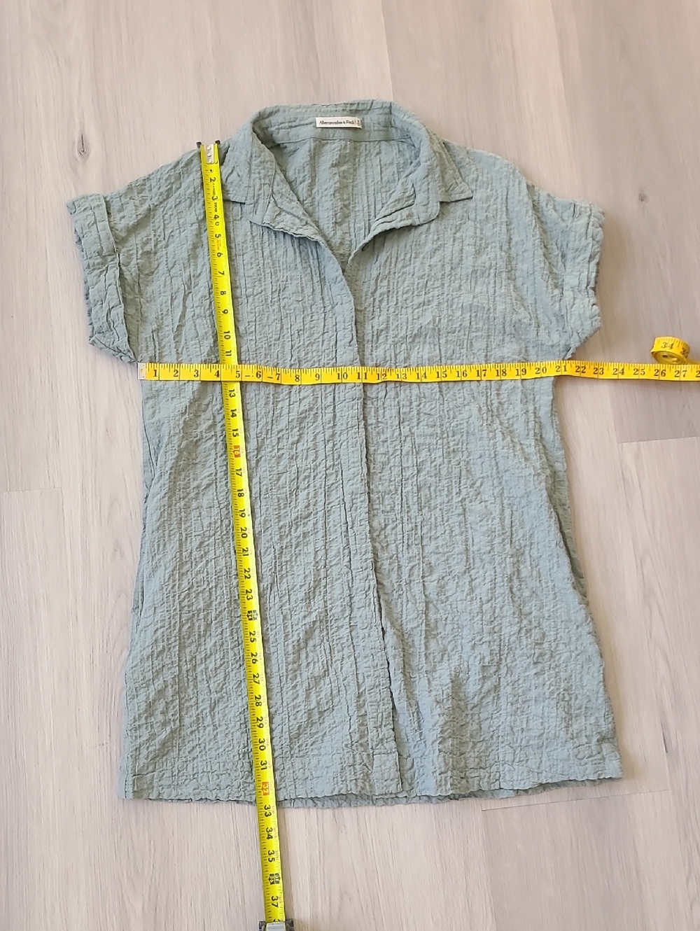 Abercrombie Textured Button-Through Shirt Dress Medium Green Gauze Cotton Summer - Picture 4 of 8